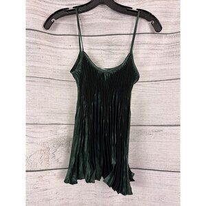 NWT Vince Emerald Green Pleated Spaghetti Strap Top Size S